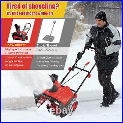 120V 15Amp Snow Blower 20 Electric Snow Thrower with180° Rotatable Chute 2 Lights