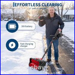 20V Cordless Snow Shovel 13in Snow Blower 20FT Throw 2x 4.0Ah Batteries Driveway