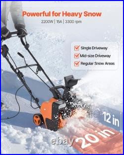 20 Inch 15A Corded Snow Blower with Rotating Chute for Driveway 25FT Throw