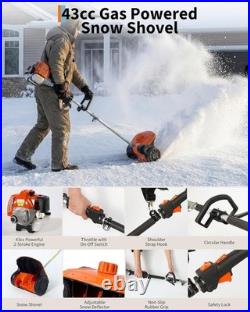 2.0HP Gas Snow Shovel 43CC, 2-Stroke Engine with 20 Ft Throw Distance for Driveway