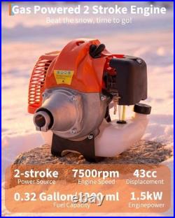 2.0HP Gas Snow Shovel 43CC, 2-Stroke Engine with 20 Ft Throw Distance for Driveway