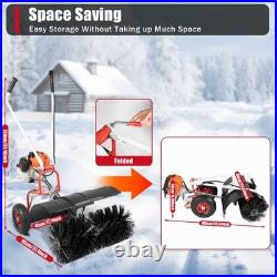 2-Stroke Walk-Behind Power Snow Sweeper 37.4 Gasoline Broom Snow Machine USA