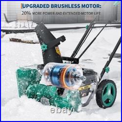 2x20V Brushless Cordless Snow Blower, 180° Rotating Chute, Dual LED Lights