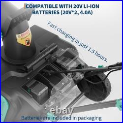 2x20V Brushless Cordless Snow Blower, 180° Rotating Chute, Dual LED Lights