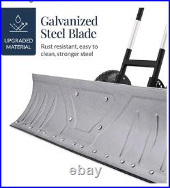 36In Galvanized Blade Heavy-Duty 2-Wheel Snow Pusher Hand Plow for Snow Removal