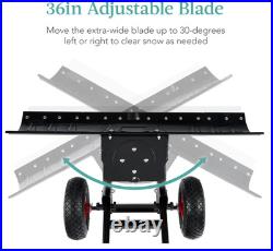 36in Heavy Duty Steel Snow Shovel Pusher for Driveway with Wheels Snow Removal