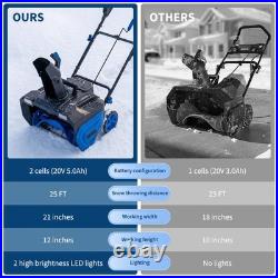 40V (2X20V) 21 Cordless Snow Blower with Brushless Motor & 2 Batteries &Charger