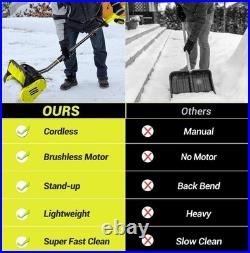 40V Brushless Cordless Snow Shovel, 13-Inch Electric Snow Blower with 2X 4.0Ah B