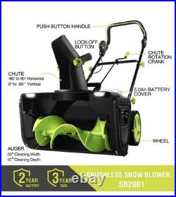 40V Electric Snow Blower Cordless 2 x 5.0Ah Battery With Battery and Charger