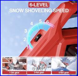40V Electric Snow Shovel 16.5in Brushless Cordless with Wheels 2x5Ah Battery LED