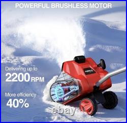 40V Electric Snow Shovel 16.5in Brushless Cordless with Wheels 2x5Ah Battery LED