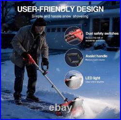 40V Electric Snow Shovel 16.5in Brushless Cordless with Wheels 2x5Ah Battery LED