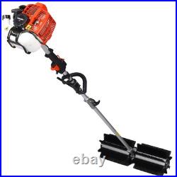 52CC 2-Stroke Gas Broom Sweeper 24 Nylon Brush 1700W for Snow Leaves EPA Red