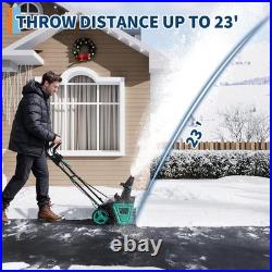 Brushless 20 Cordless Snow Blower, 23ft Throw &180° Rotating Chute With LED Light