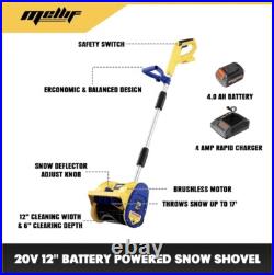 Cordless Snow Shovel Compatible with Dewalt 20V Battery, 12-inch Brushless Snow