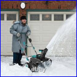 Costway 20 Cordless Snow Thrower Blower with 2 Battery & Transport Wheels Blue