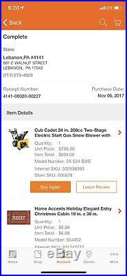 Cub Cadet Electric Start Gas Snow Blower 2X