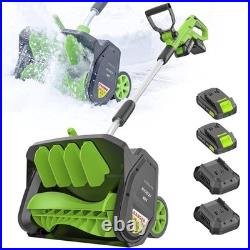 Deli STEELITE 12inch Cordless Snow Shovel on Wheels with 2 x 4.0Ah 21V Batteries
