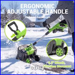 Deli STEELITE 12inch Cordless Snow Shovel on Wheels with 2 x 4.0Ah 21V Batteries