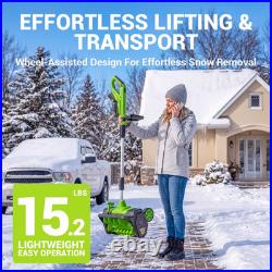 Deli STEELITE 12inch Cordless Snow Shovel on Wheels with 2 x 4.0Ah 21V Batteries