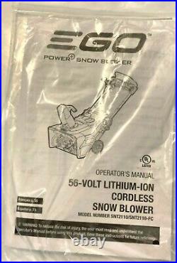 Ego Power+ SNT2110 Peak Power 21 56V Cordless Snow Blower No Battery or Charger