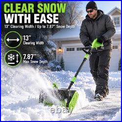 Electric Snow Shovel 40V Dual Safety Switch 13 Inch 2 Battery Charger Set