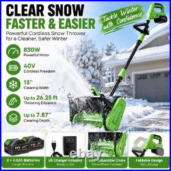Electric Snow Shovel 40V Dual Safety Switch 13 Inch 2 Battery Charger Set Electric Snow Shovel 40V Dual Safety Switch 13 Inch 2 Battery Charger Set