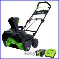 GreenWorks 2600402 80-Volt 20-Inch 2Ah Lithium-Ion Cordless Snow Thrower Kit