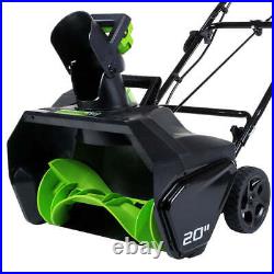 GreenWorks 2600402 80-Volt 20-Inch 2Ah Lithium-Ion Cordless Snow Thrower Kit