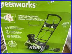 GreenWorks Pro 40V 20'' Snow Thrower with 4AH Battery and 4A Charger Green 26272