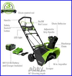 GreenWorks Pro 80V 22'' Snow Thrower with 4AH Battery and 4A Charger Green GreenWorks Pro 80V 22'' Snow Thrower with 4AH Battery and 4A Charger Green