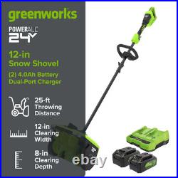 Greenworks 12 in 48v snow blower, cordless, comes with 2 batteries and a charger