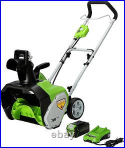 Greenworks 40V 16 Inch Cordless Snow Thrower 5Ah Battery and Charger Included