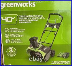 Greenworks 40V 20-Cordless Brushless Snow Blower 4.0 Ah Battery & Charger-L? K