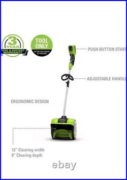 Greenworks 40v Cordless Snow Shovel Tool Only 12Clearing With 6Clearing Depth