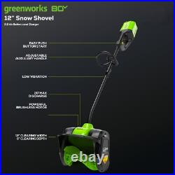 Greenworks 80V 12 inch Cordless Snow Shovel with 2Ah Battery and Rapid Charger