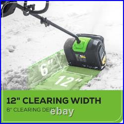 Greenworks 80V 12 inch Cordless Snow Shovel with 2Ah Battery and Rapid Charger