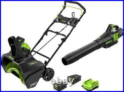 Greenworks 80V 20Snow Blower, and 730 CFM Handheld Blower 2-Piece Winte Greenworks 80V 20Snow Blower, and 730 CFM Handheld Blower 2-Piece Winte