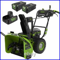 Greenworks 80V 24In Dual Stage Snow Blower With 5Ah Battery 2Pk & Charger Kit Greenworks 80V 24In Dual Stage Snow Blower With 5Ah Battery 2Pk & Charger Kit