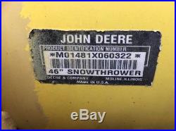 John Deere 425 445 455 Complete 46 Snowthrower Snow Blower