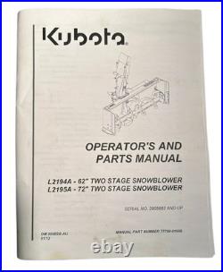 KUBOTA Hydraulic Set-up Kit for L2914A & L2995A OEM# L219495A-P
