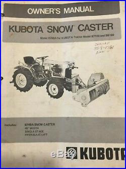 KUBOTA Model B748A Snow Caster (Snowblower) Tractor Attachment 48 Wide