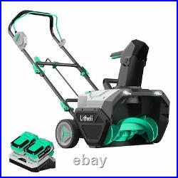 LiTHELi 2X20V(40V) Cordless Brushless Snow Thrower with Battery & Charger for Yard