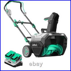 Litheli 2X20V Cordless Snow Blower, 20 Inch Snow Thrower with 4.0Ah Battery