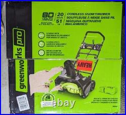 New GREENWORKS 80-Volt 20-Inch Cordless Snow Thrower (2601302) TOOL ONLY