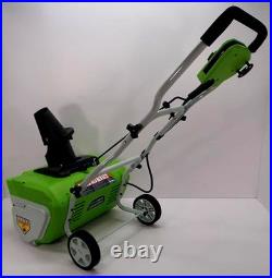 New! Greenworks 20- 12amp Electric Corded Snow Thrower Model 26032