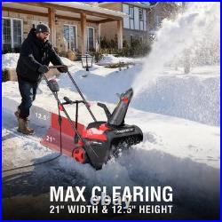 PowerSmart 15A Electric Snow Thrower, 21 Snow Blower with 180° Chute, LED Ligh