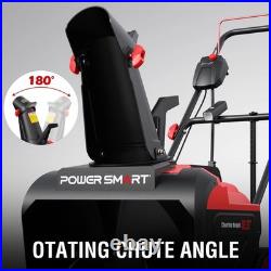 PowerSmart 15A Electric Snow Thrower, 21 Snow Blower with 180° Chute, LED Ligh