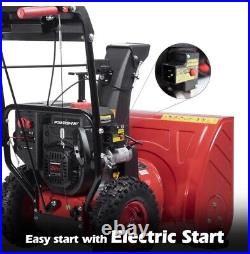 PowerSmart 24 2-Stage Electric Start Gas Snow Blower Heated Handles & LED