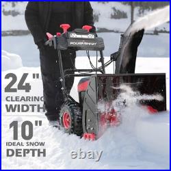 PowerSmart 80V 24 Cordless Snow Blower, 45ft Distance, Steel Chute, 6Ah Battery